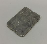 An engraved silver card case. Approx. 46 grams. Es