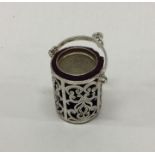 A silver pierced thimble case. Birmingham. Approx.