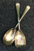 A pair of heavy silver salad servers. Sheffield. A