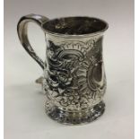NEWCASTLE: A heavy chased silver mug. 1757. By Joh