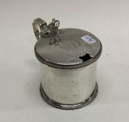 A heavy Victorian silver drum mustard with pierced