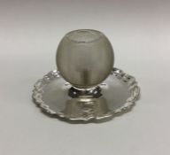 A rare Edwardian silver match striker on stand. Lo