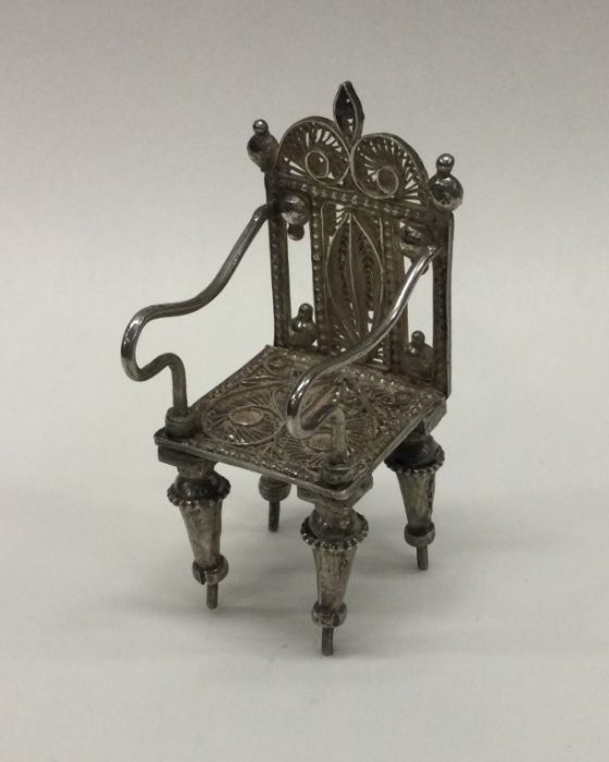 A heavy miniature Continental filigree silver chai