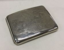 A Chinese silver engraved cigarette case. Signed t