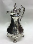 A large Victorian silver engraved ewer of baluster