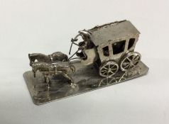 An Antique Dutch silver toy horse and carriage. A