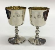 A fine pair of silver goblets. Birmingham 1974. By
