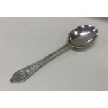 A chased silver spoon in Charles 1 style. Approx.