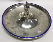 A large silver and enamel Japanese bowl. Approx. 3