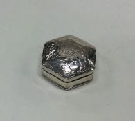 A silver hinged top box with inset stone. Approx.