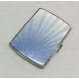 A silver and blue enamel cigarette case. Birmingha