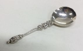 A silver spoon in Continental style. London 1913.