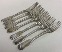 A heavy matched set of seven fiddle pattern silver