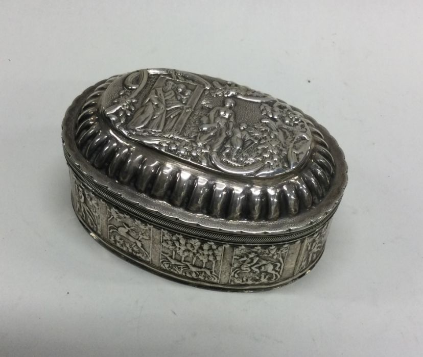 A Dutch silver oval marriage casket embossed with
