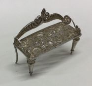 A large miniature Continental filigree silver benc