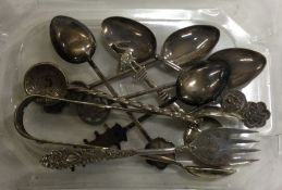 A collection of Continental silver spoons etc. App