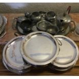 A group of Old Sheffield plated plate warmers, pew