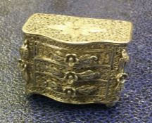 An unusual miniature Continental filigree silver c