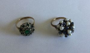 Two 9 carat gem set rings. Approx. 6 grams. Est. £