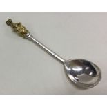 A silver spoon with a Queen’s Beast terminal. Appr