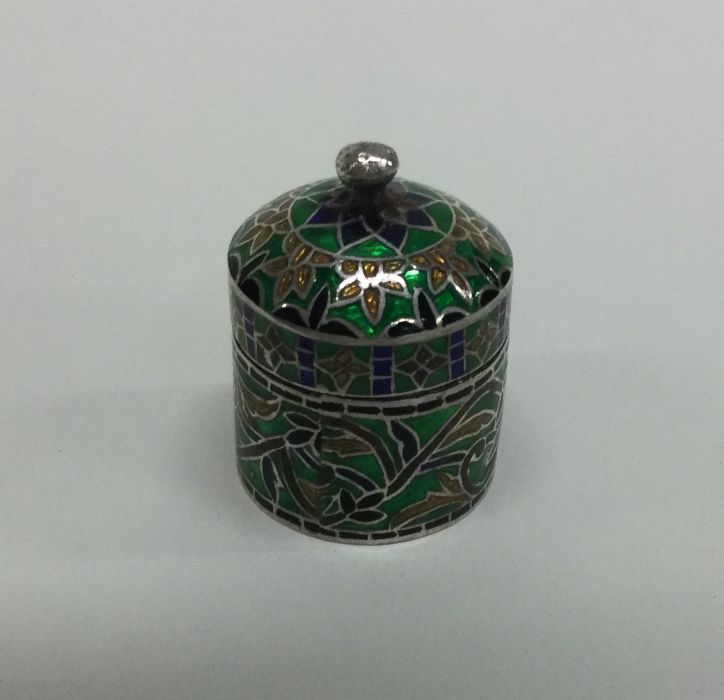 A silver and enamel box. Approx. 21 grams. Est. £2