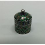 A silver and enamel box. Approx. 21 grams. Est. £2