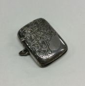 A finely engraved silver vesta case. Birmingham 19