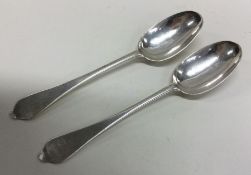 A pair of dog nose and rat tail Georgian silver sp