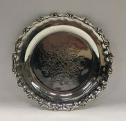 A heavy Victorian presentation tray with floral en