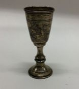A large silver gilt tapering Kiddush cup. London.