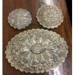 A good set of three Continental silver wall mirror