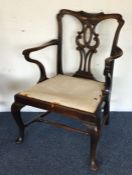 A Georgian mahogany carver chair. Est. £30 - £40.