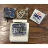 Four various old RAC badges. Est. £20 - £30.