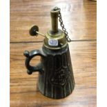 A tapering cast iron safety lamp. Est. £10 - £20.