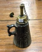 A tapering cast iron safety lamp. Est. £10 - £20.