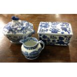 Two blue and white tea cannisters etc. Est. £10 -