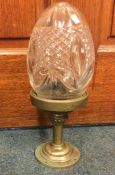 A cut glass and brass mounted staircase lamp. Est.