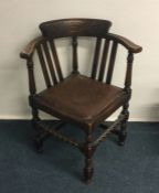 An oak corner chair of typical form. Est. £20 - £3