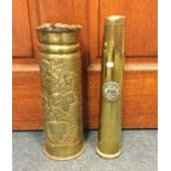 TRENCH ART: A heavy brass Northamptonshire shell c
