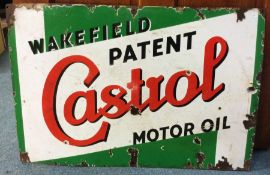 A good old enamelled Castrol oil sign. Approx. 70