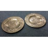 A heavy pair of Chinese circular brass plates deco