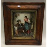 A rectangular maple framed picture of figures. Est