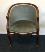 A bar back upholstered chair. Est. £20 - £30.