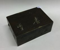 An Antique bronze box decorated with Oriental figu