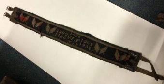 An unusual Boer War embroidered belt. Est. £20 - £