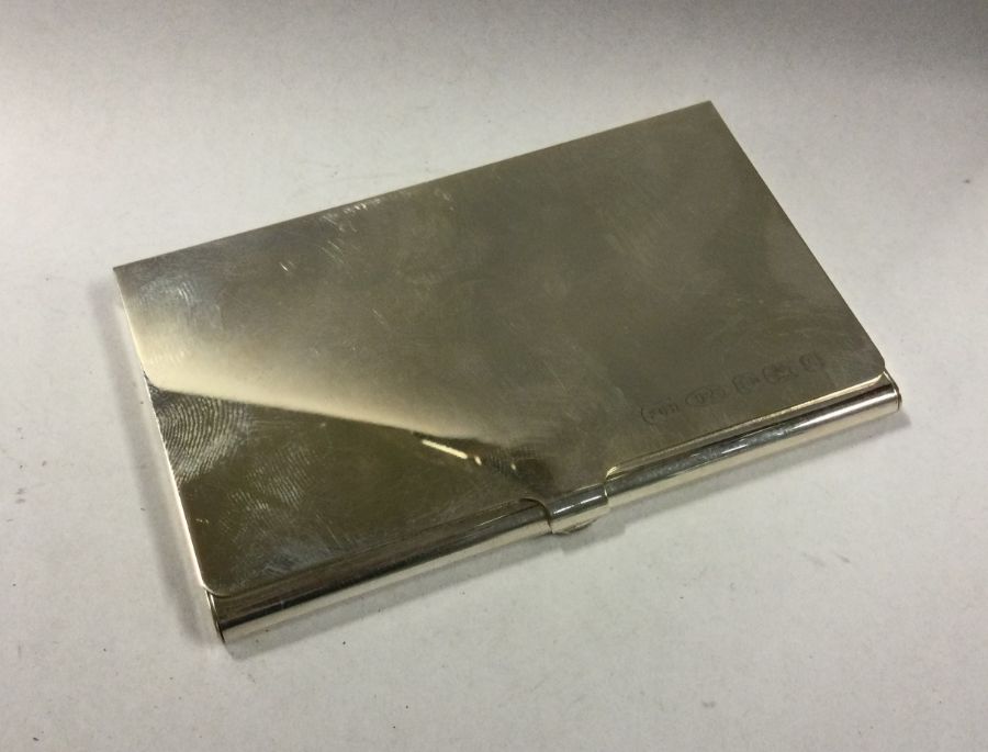 A heavy plain silver card case. Birmingham. Approx