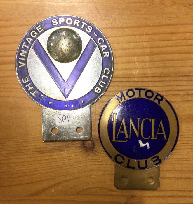 Two old car badges. Est. £20 - £30.