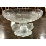 LALIQUE: A small glass sweet dish decorated with b