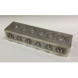 A heavy Indian silver snuff box of rectangular form. Approx. 144 grams. Est. £120 - £150.