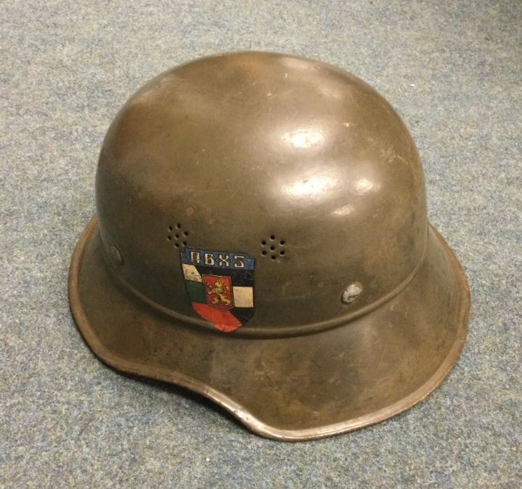 A German World War II helmet with Bulgarian emblem